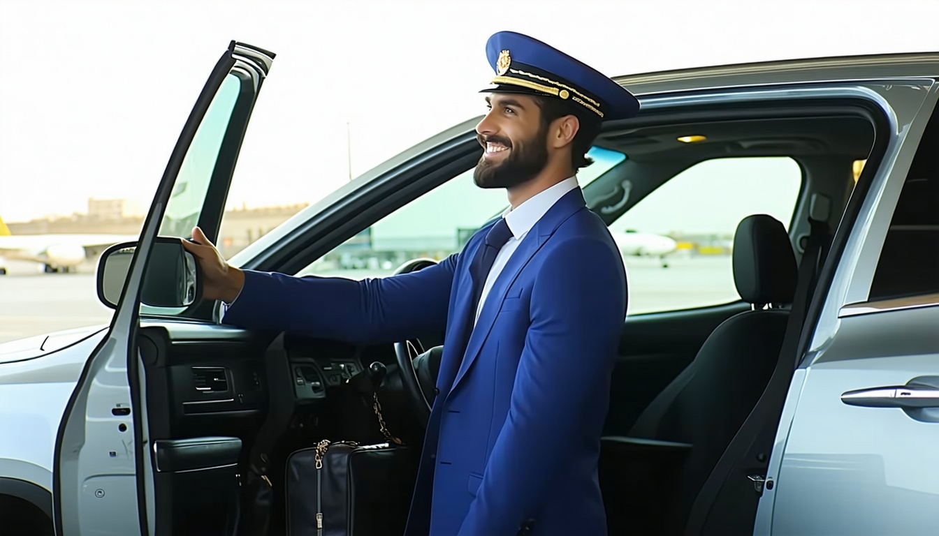 Professional driver assisting a traveller at Dubai Airport