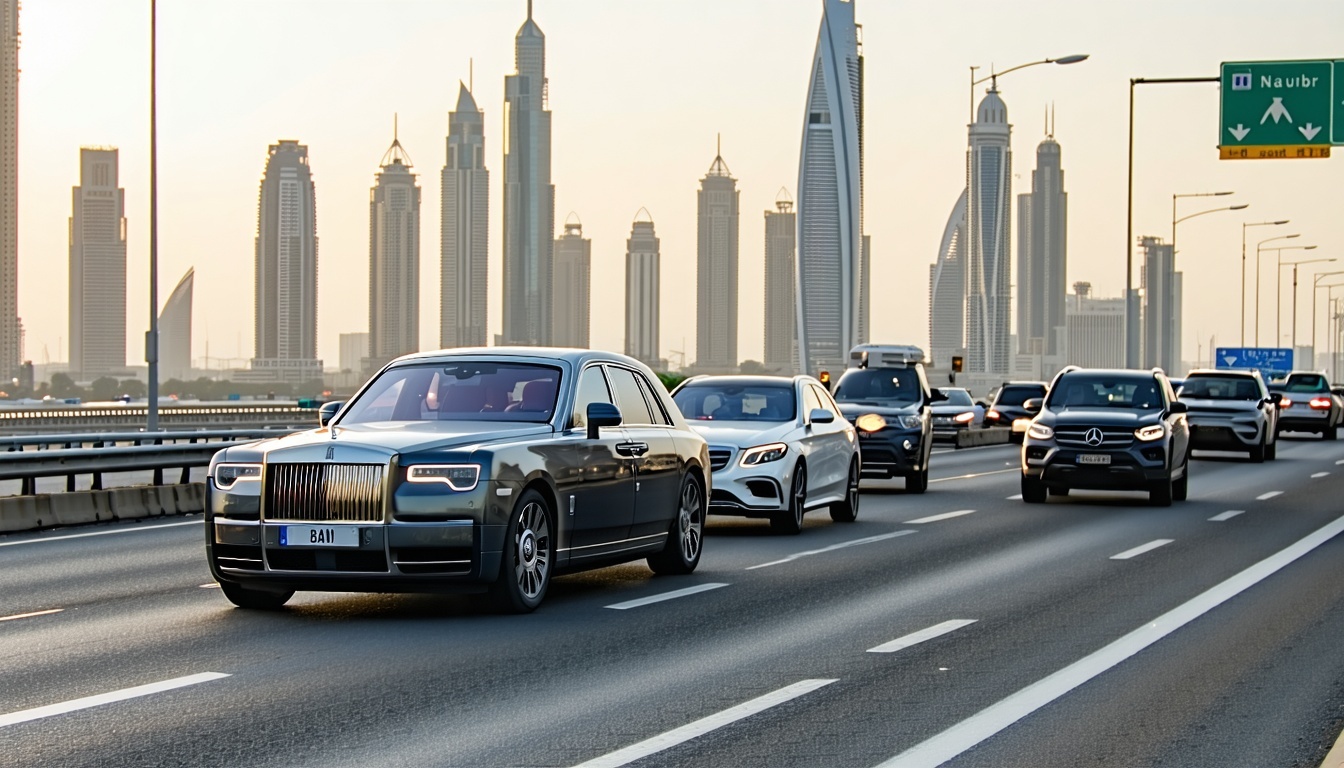 Luxury vehicles on Dubai toll roads